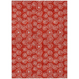 5' X 8' Red And Ivory Geometric Washable Indoor Outdoor Area Rug