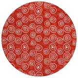 8' Red And Ivory Round Geometric Washable Indoor Outdoor Area Rug