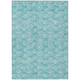 3' X 5' Teal Blue And Ivory Geometric Washable Indoor Outdoor Area Rug