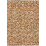 5' X 8' Terra Cotta Copper And Beige Geometric Washable Indoor Outdoor Area Rug
