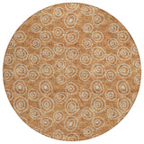 8' Terra Cotta Copper And Beige Round Geometric Washable Indoor Outdoor Area Rug