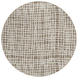 8' Brown Beige And Ivory Round Striped Washable Indoor Outdoor Area Rug