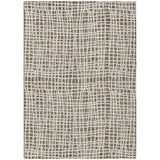 8' X 10' Brown Beige And Ivory Striped Washable Indoor Outdoor Area Rug