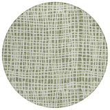 8' Green And Ivory Round Striped Washable Indoor Outdoor Area Rug