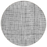 8' Gray Charcoal And Silver Round Striped Washable Indoor Outdoor Area Rug