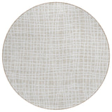 8' Ivory And Beige Round Striped Washable Indoor Outdoor Area Rug