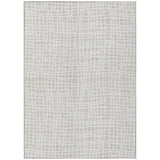 8' X 10' Ivory And Beige Striped Washable Indoor Outdoor Area Rug
