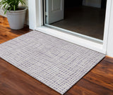 3' X 5' Lilac Purple And Ivory Striped Washable Indoor Outdoor Area Rug