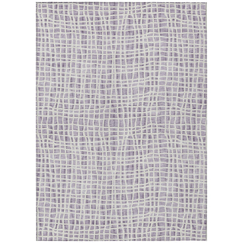 3' X 5' Lilac Purple And Ivory Striped Washable Indoor Outdoor Area Rug