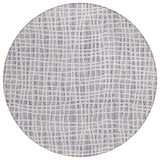8' Lilac Purple And Ivory Round Striped Washable Indoor Outdoor Area Rug