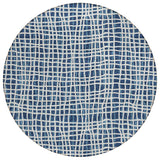 8' Navy Blue And Ivory Round Striped Washable Indoor Outdoor Area Rug