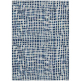 8' X 10' Navy Blue And Ivory Striped Washable Indoor Outdoor Area Rug
