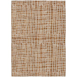3' X 5' Orange Beige And Copper Striped Washable Indoor Outdoor Area Rug