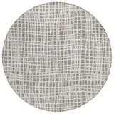 8' Taupe And Beige Round Striped Washable Indoor Outdoor Area Rug