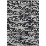 5' X 8' Black Gray And Ivory Geometric Washable Indoor Outdoor Area Rug