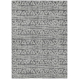 5' X 8' Charcoal Gray And Ivory Geometric Washable Indoor Outdoor Area Rug