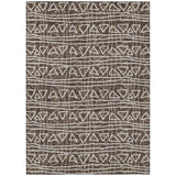 3' X 5' Chocolate And Ivory Geometric Washable Indoor Outdoor Area Rug