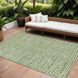8' X 10' Green And Ivory Geometric Washable Indoor Outdoor Area Rug