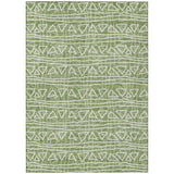 8' X 10' Green And Ivory Geometric Washable Indoor Outdoor Area Rug