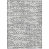 8' X 10' Gray Charcoal And Silver Geometric Washable Indoor Outdoor Area Rug