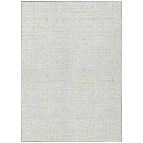 5' X 8' Ivory And Beige Geometric Washable Indoor Outdoor Area Rug