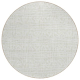 8' Ivory And Beige Round Geometric Washable Indoor Outdoor Area Rug