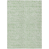 3' X 5' Mint Green Artichoke Green And Ivory Geometric Washable Indoor Outdoor Area Rug