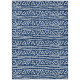 8' X 10' Navy Blue And Ivory Geometric Washable Indoor Outdoor Area Rug