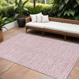 8' X 10' Pink And Ivory Geometric Washable Indoor Outdoor Area Rug