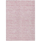 8' X 10' Pink And Ivory Geometric Washable Indoor Outdoor Area Rug