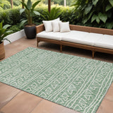 8' X 10' Sage Green And Ivory Geometric Washable Indoor Outdoor Area Rug