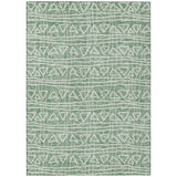 8' X 10' Sage Green And Ivory Geometric Washable Indoor Outdoor Area Rug