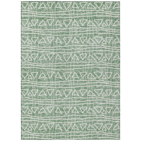 8' X 10' Sage Green And Ivory Geometric Washable Indoor Outdoor Area Rug