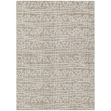 5' X 8' Taupe And Beige Geometric Washable Indoor Outdoor Area Rug