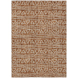 8' X 10' Terra Cotta Copper And Beige Geometric Washable Indoor Outdoor Area Rug