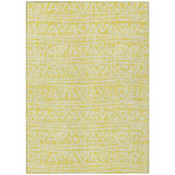 3' X 5' Yellow And Ivory Geometric Washable Indoor Outdoor Area Rug