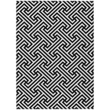 3' X 5' Black And Ivory Geometric Washable Indoor Outdoor Area Rug