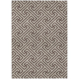 8' X 10' Brown And Beige Geometric Washable Indoor Outdoor Area Rug