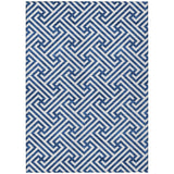 8' X 10' Blue And Ivory Geometric Washable Indoor Outdoor Area Rug