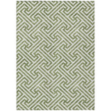 5' X 8' Green And Beige Geometric Washable Indoor Outdoor Area Rug