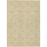8' X 10' Gold And Ivory Geometric Washable Indoor Outdoor Area Rug