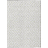 3' X 5' Ivory And Beige Geometric Washable Indoor Outdoor Area Rug
