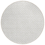 8' Ivory And Beige Round Geometric Washable Indoor Outdoor Area Rug