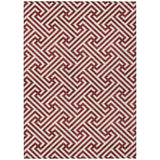 3' X 5' Merlot And Ivory Geometric Washable Indoor Outdoor Area Rug