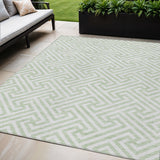5' X 8' Mint Green Artichoke Green And Ivory Geometric Washable Indoor Outdoor Area Rug