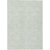 5' X 8' Mint Green Artichoke Green And Ivory Geometric Washable Indoor Outdoor Area Rug