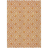 8' X 10' Orange And Ivory Geometric Washable Indoor Outdoor Area Rug