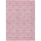 5' X 8' Pink And Ivory Geometric Washable Indoor Outdoor Area Rug