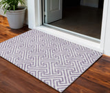 5' X 8' Purple And Ivory Geometric Washable Indoor Outdoor Area Rug