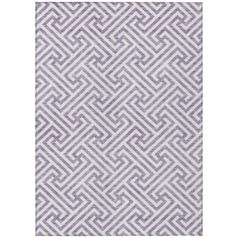 8' X 10' Purple And Ivory Geometric Washable Indoor Outdoor Area Rug